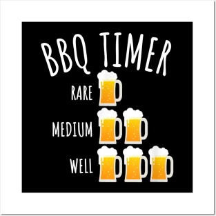 BBQ Timer Beer Drinking Funny Grilling Posters and Art